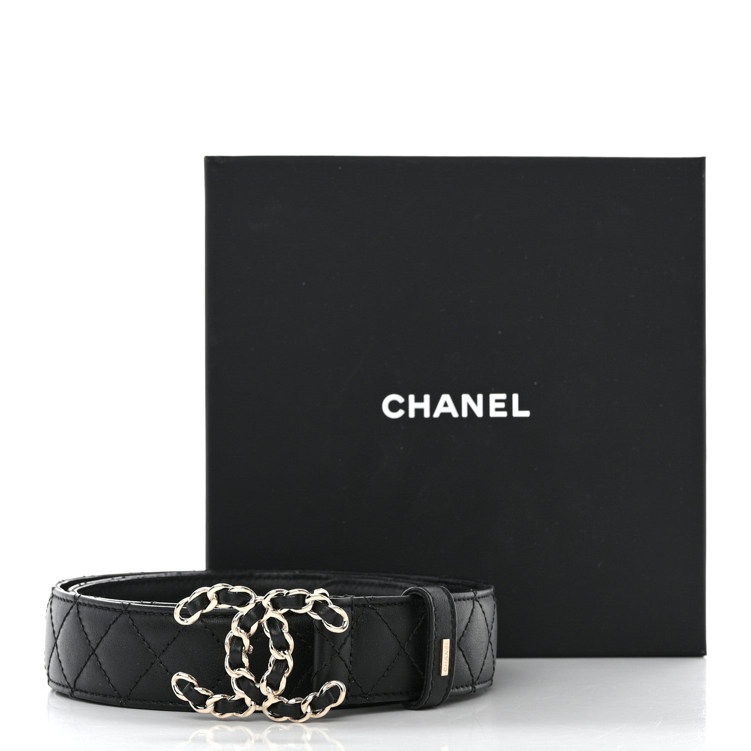 Chanel Calfskin Quilted CC Chain Belt 80 32 Black 8 of 8