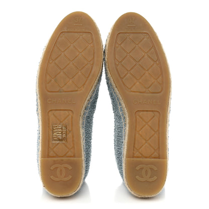 Chanel Fabric Grosgrain CC Espadrilles 37 Blue Light Gray Black 5 of 10