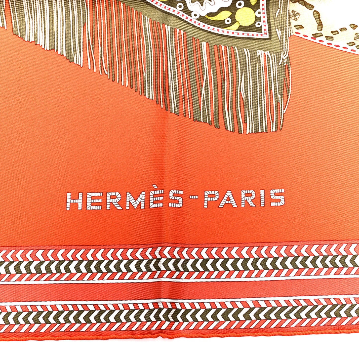 Silk Selle Des Steppes Scarf 90 Orange Kaki Corail