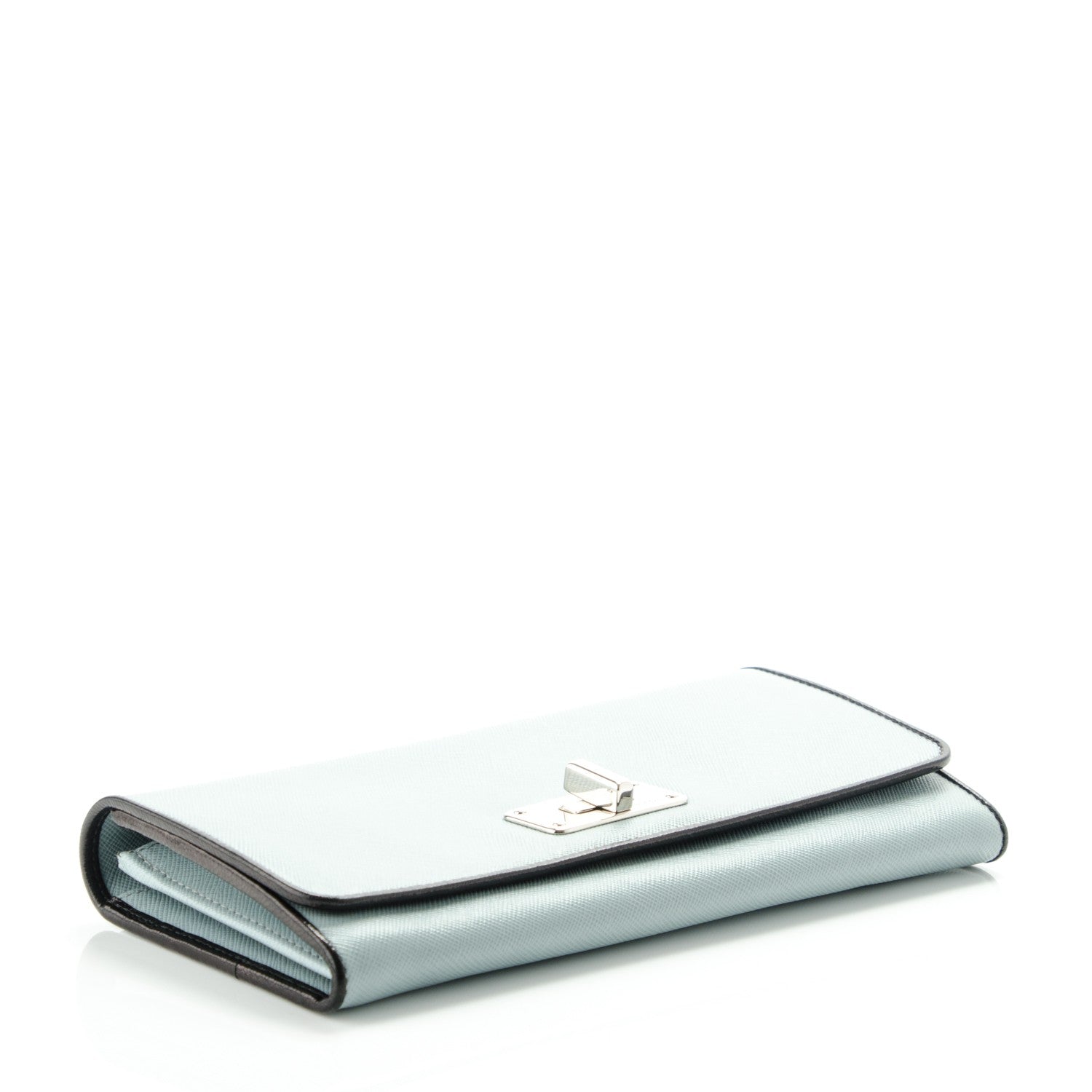 Prada Saffiano Bi-Color Turnlock Wallet Pervinca 4 of 14