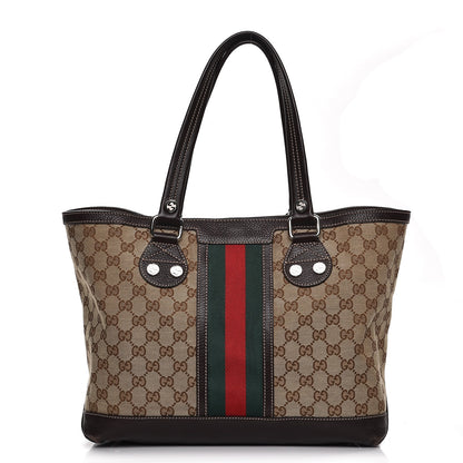 Gucci Monogram Web Sunset Tote Dark Brown 1 of 11