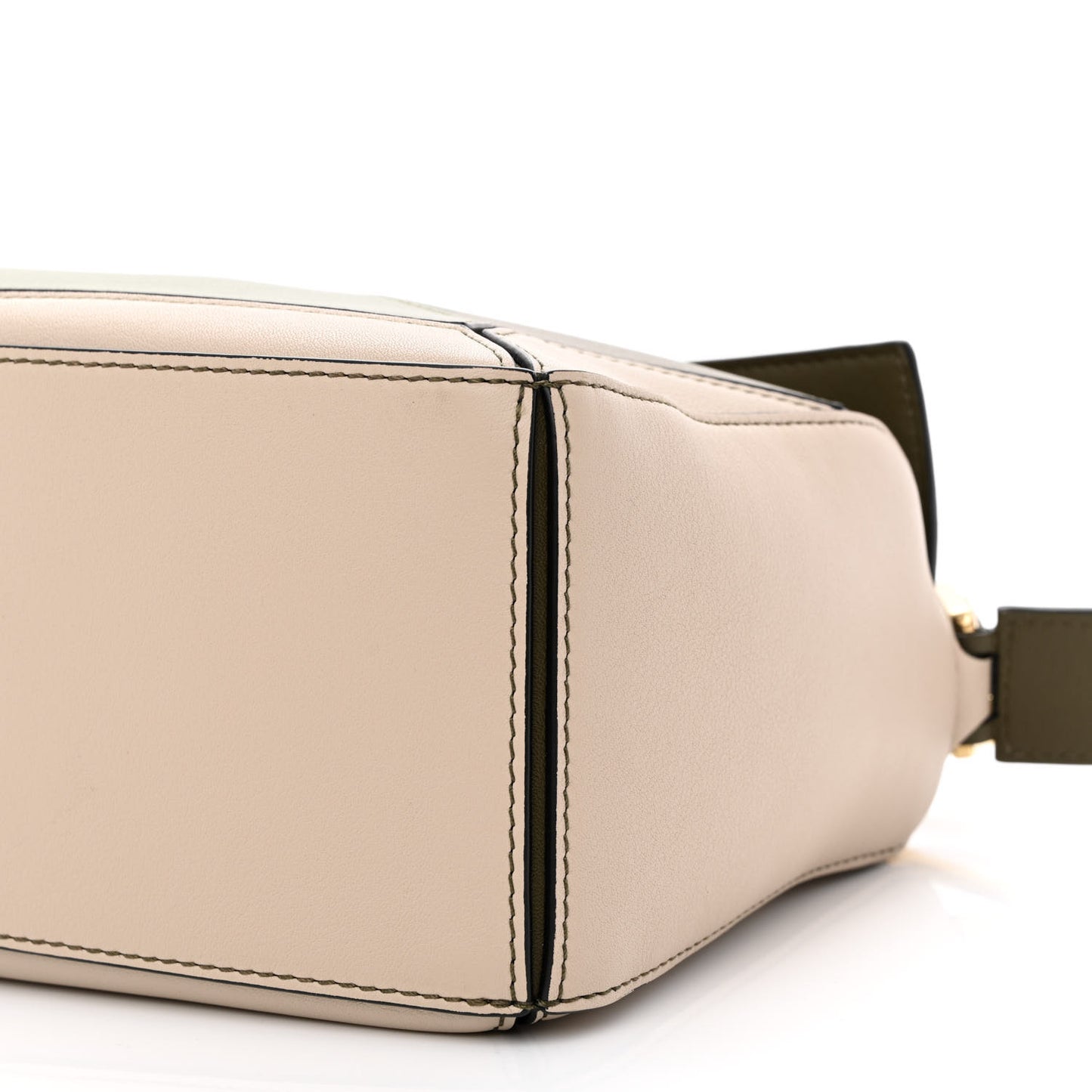Grained Calfskin Small Puzzle Bag Autumn Green Light Oat
