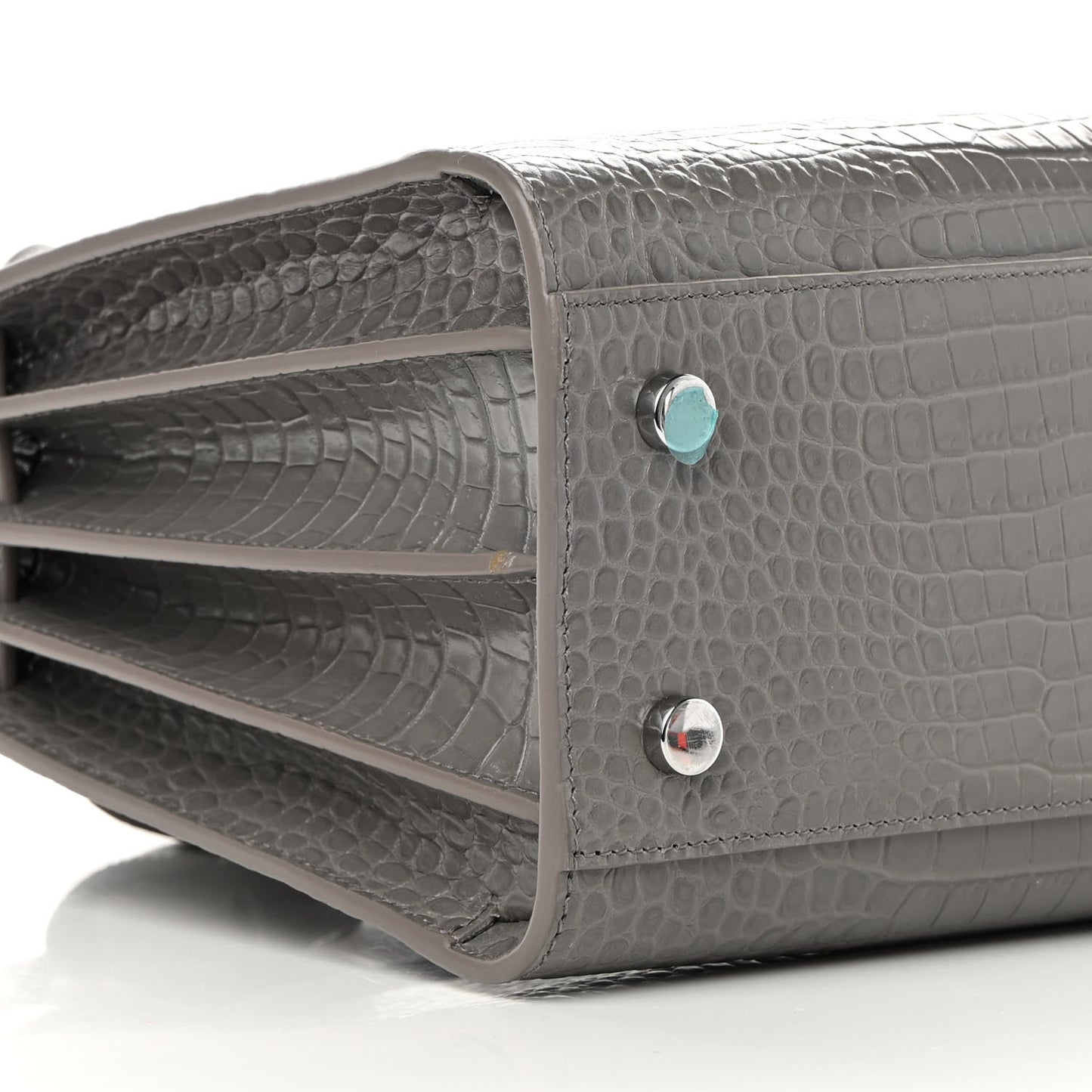 Calfskin Crocodile Embossed Baby Sac De Jour Fog