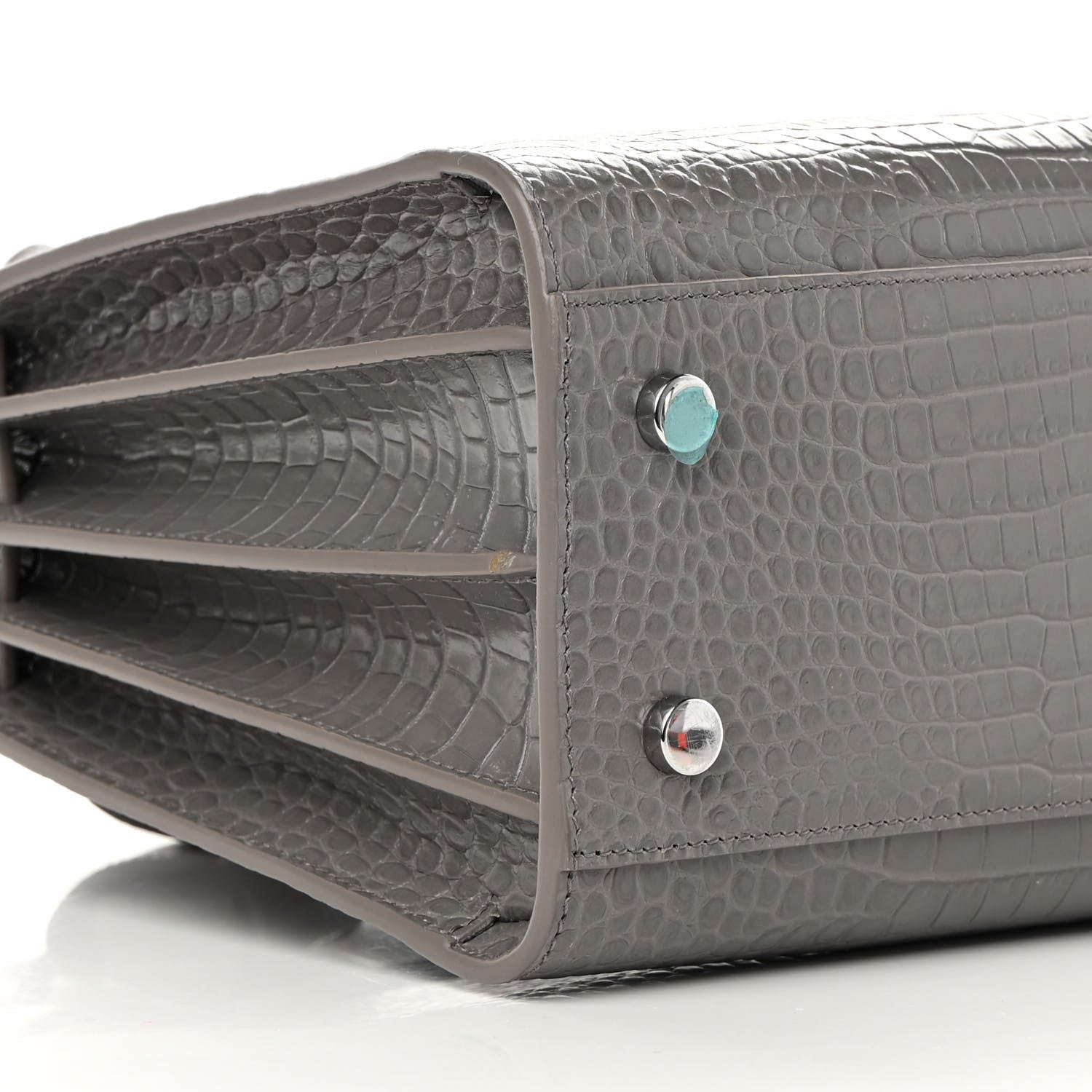 Saint Laurent Calfskin Crocodile Embossed Baby Sac De Jour Fog 10 of 14