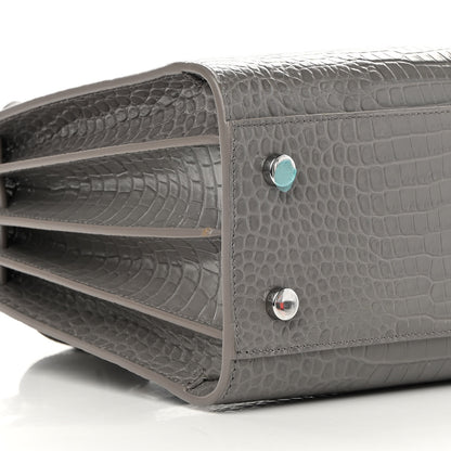 Saint Laurent Calfskin Crocodile Embossed Baby Sac De Jour Fog 10 of 14