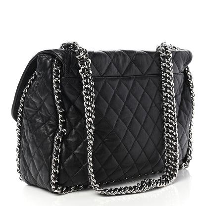 Chanel Washed Lambskin Quilted Maxi Chain Around Flap Black 4 of 10