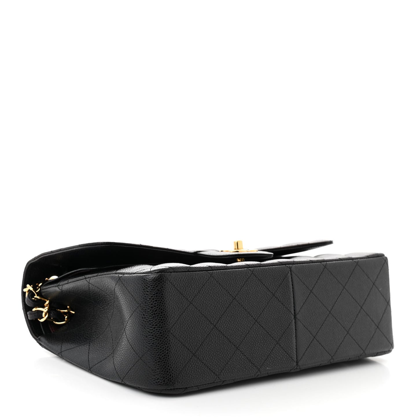 Caviar Quilted Jumbo Double Flap Black