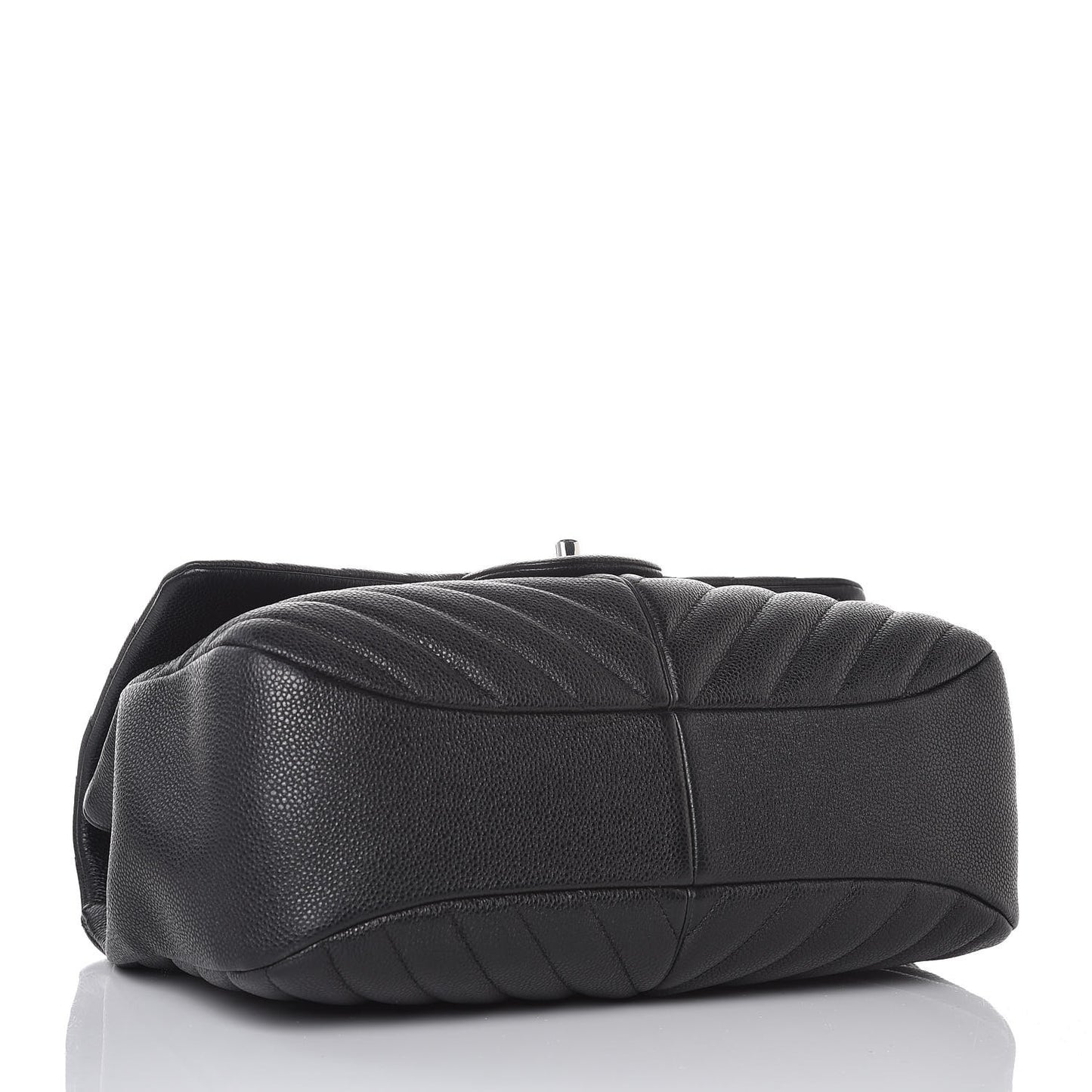 Caviar Chevron Quilted Large Puffy CC Flap Black