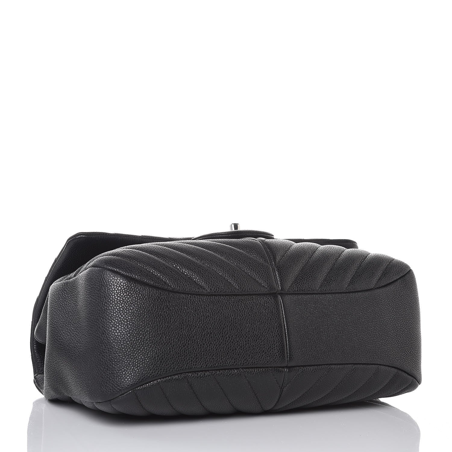 Chanel Caviar Chevron Quilted Large Puffy CC Flap Black 4 of 8