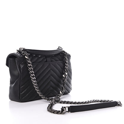 Saint Laurent Sheepskin Matelasse Chevron Monogram Medium College Bag Black 3 of 9