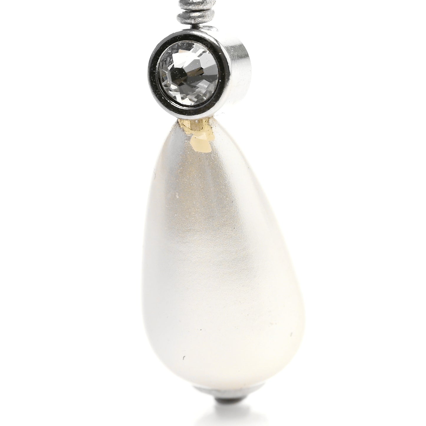 Crystal Pearl Flower CC Drop Earrings Silver
