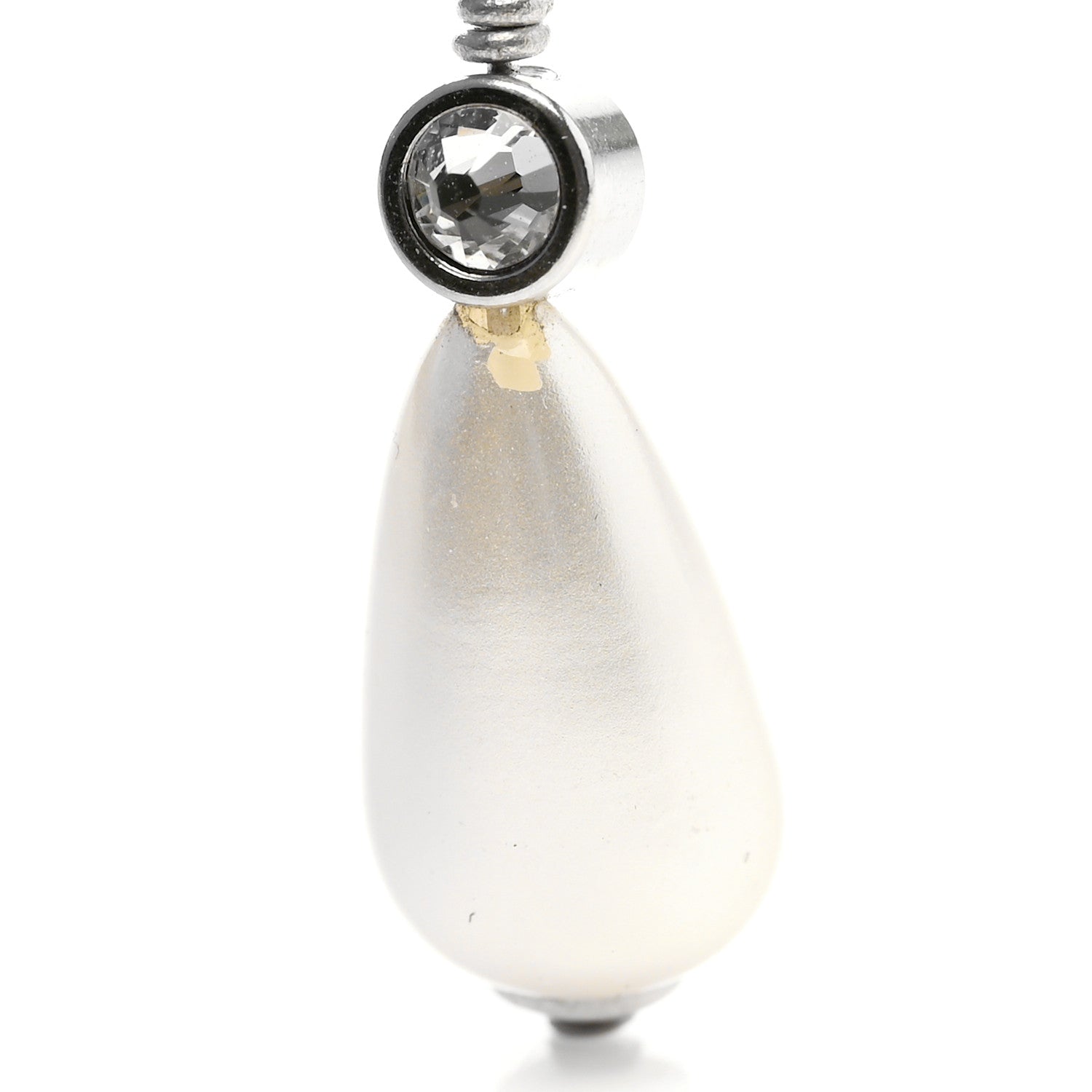 Chanel Crystal Pearl Flower CC Drop Earrings Silver 4 of 4