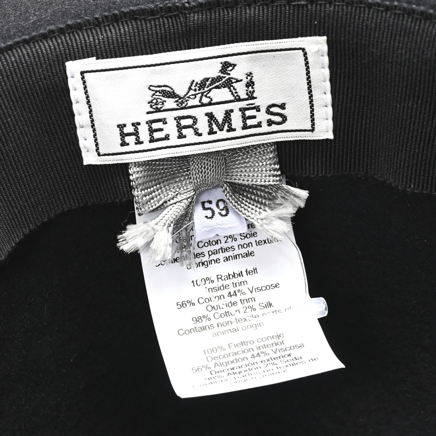 Hermes Rabbit Felt Faubourg Hat 59 Black 8 of 9