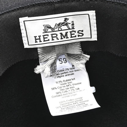 Hermes Rabbit Felt Faubourg Hat 59 Black 8 of 9