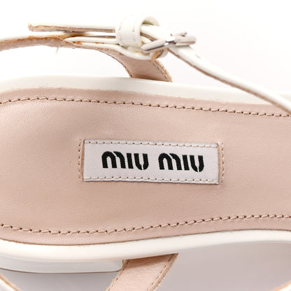 Miu Miu Patent Crystal Embellished Ankle Strap Sandals 36.5 White 8 of 9