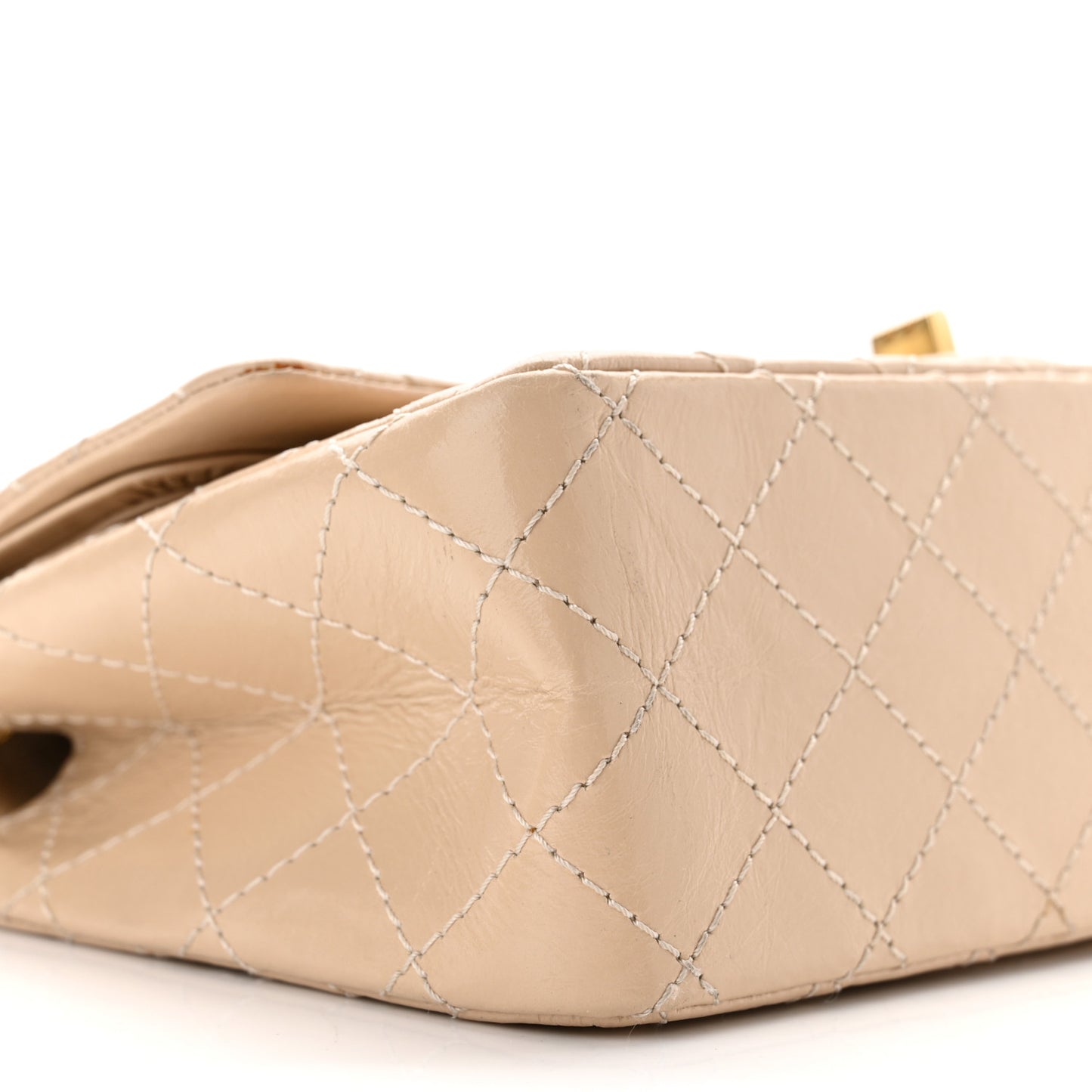 Patent Distressed Calfskin Quilted 2.55 Reissue 225 Flap Beige