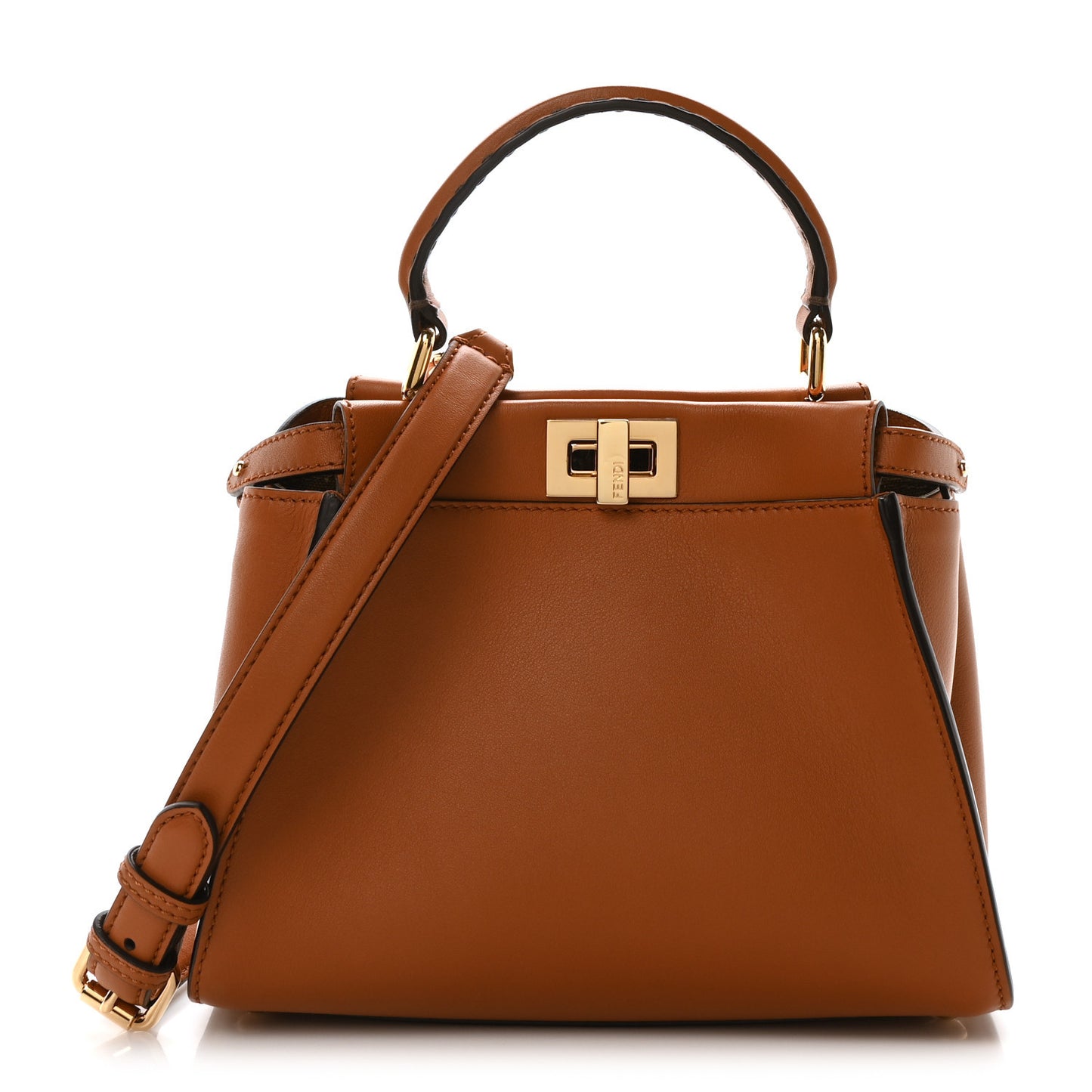 Vitello Seta Canvas FF Embroidered Mini Peekaboo Iconic Satchel Brandy Amazzonia