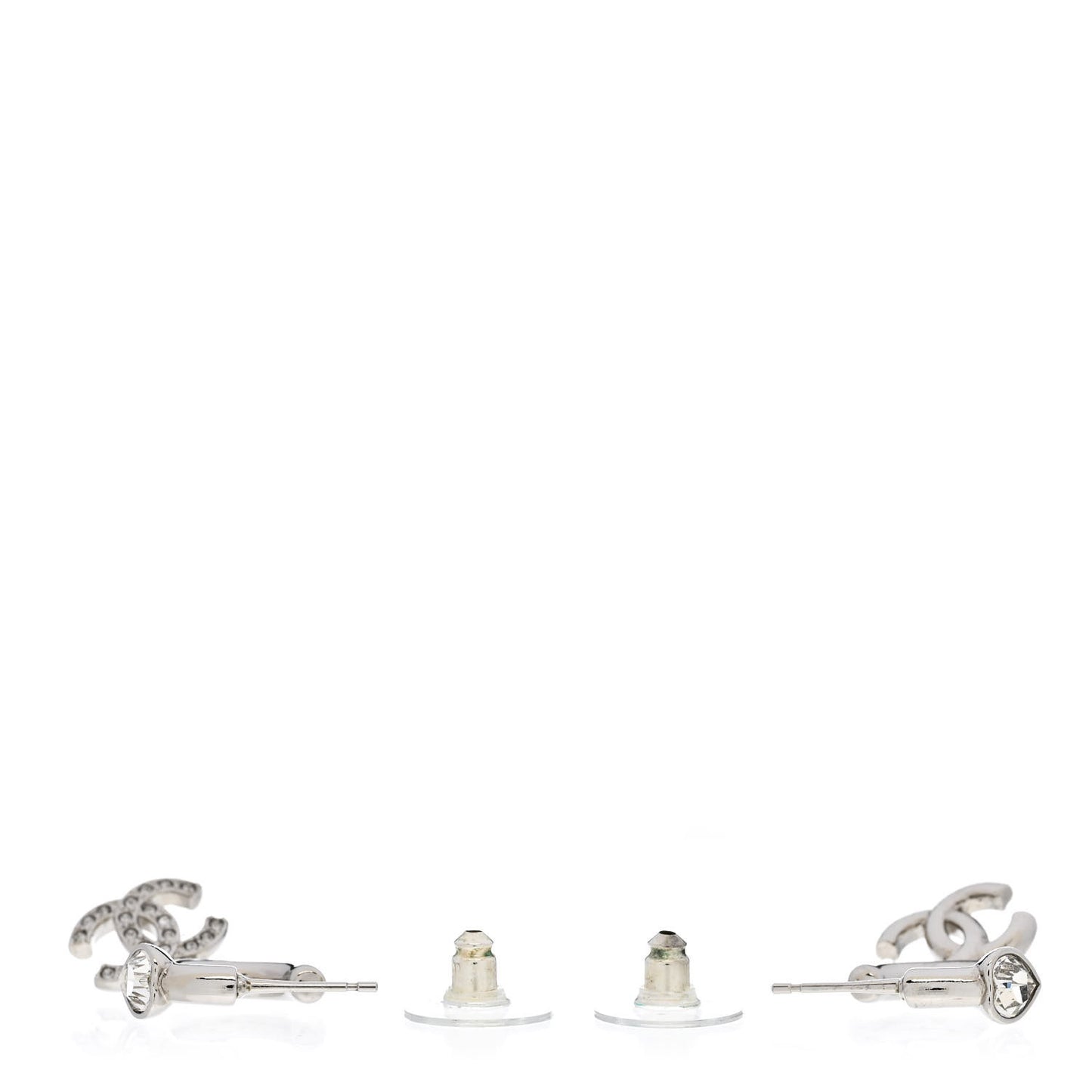 Crystal Heart CC Drop Earrings Silver