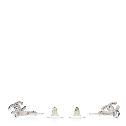 Chanel Crystal Heart CC Drop Earrings Silver 3 of 5