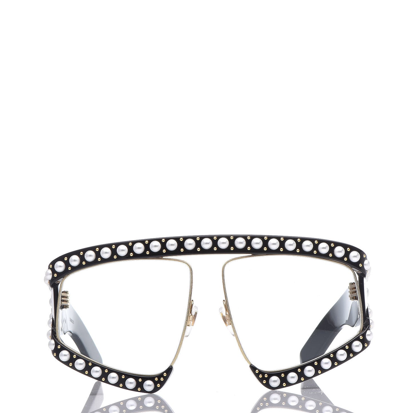 Acetate Pearl Rectangular Frame Sunglasses GG0234S Black