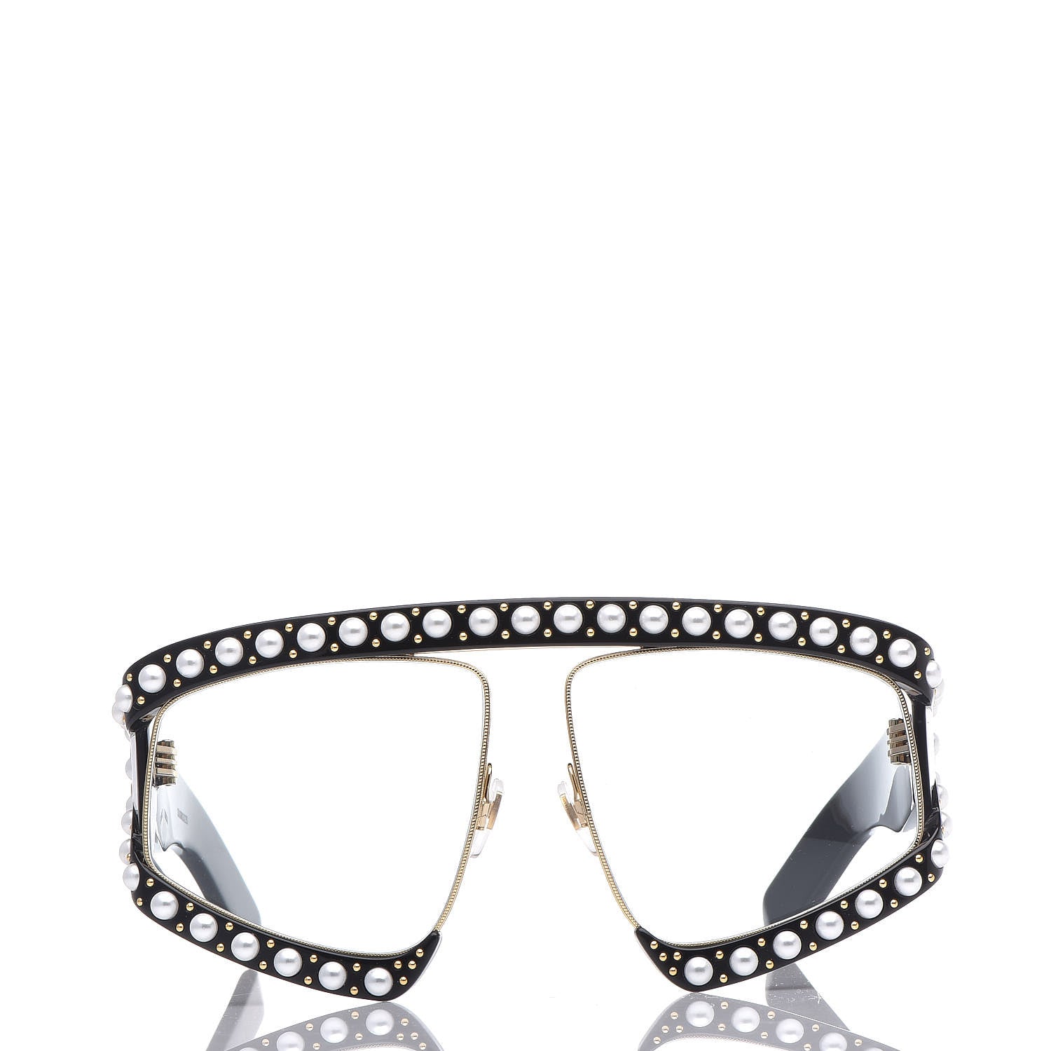 Gucci Acetate Pearl Rectangular Frame Sunglasses GG0234S Black 2 of 7