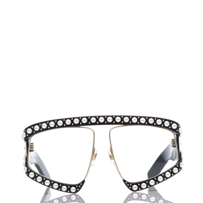 Gucci Acetate Pearl Rectangular Frame Sunglasses GG0234S Black 2 of 7