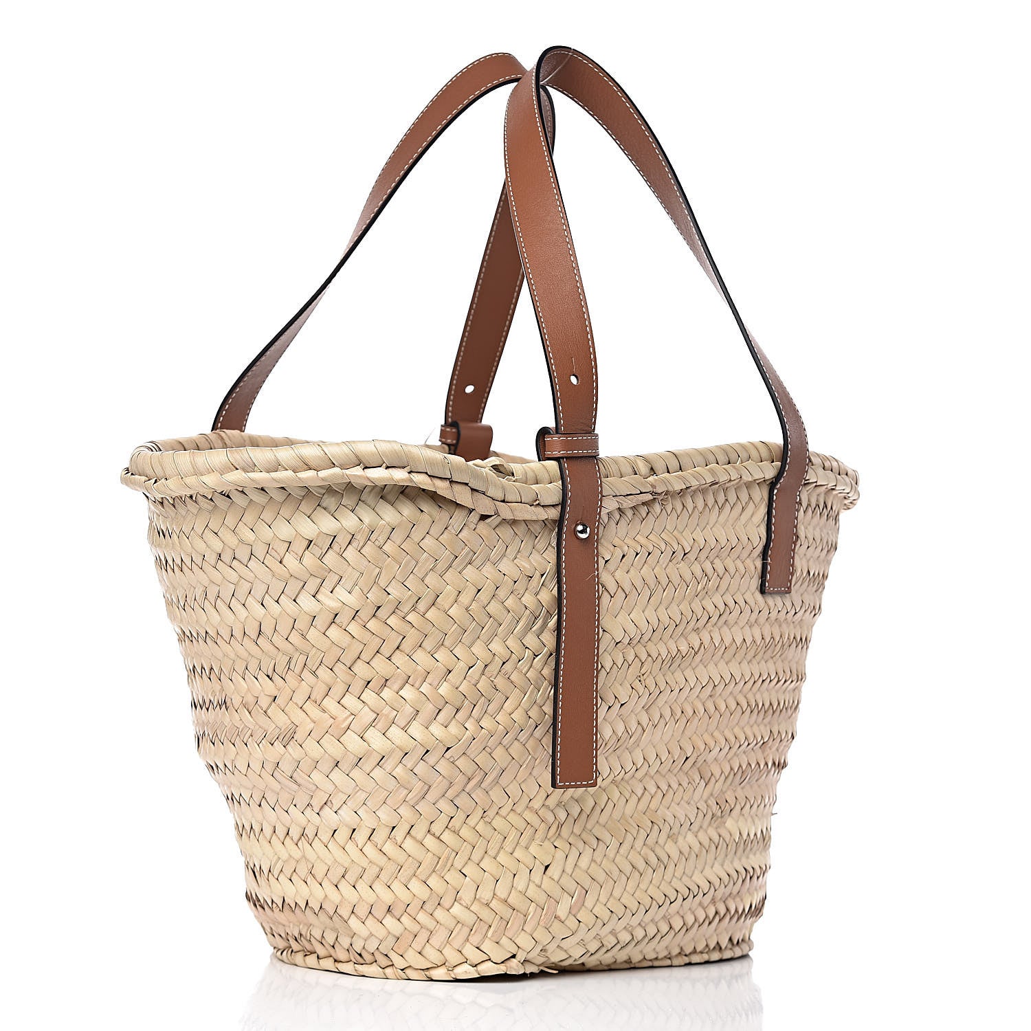 Loewe Raffia Basket Tote Bag Natural Tan Orange 3 of 15
