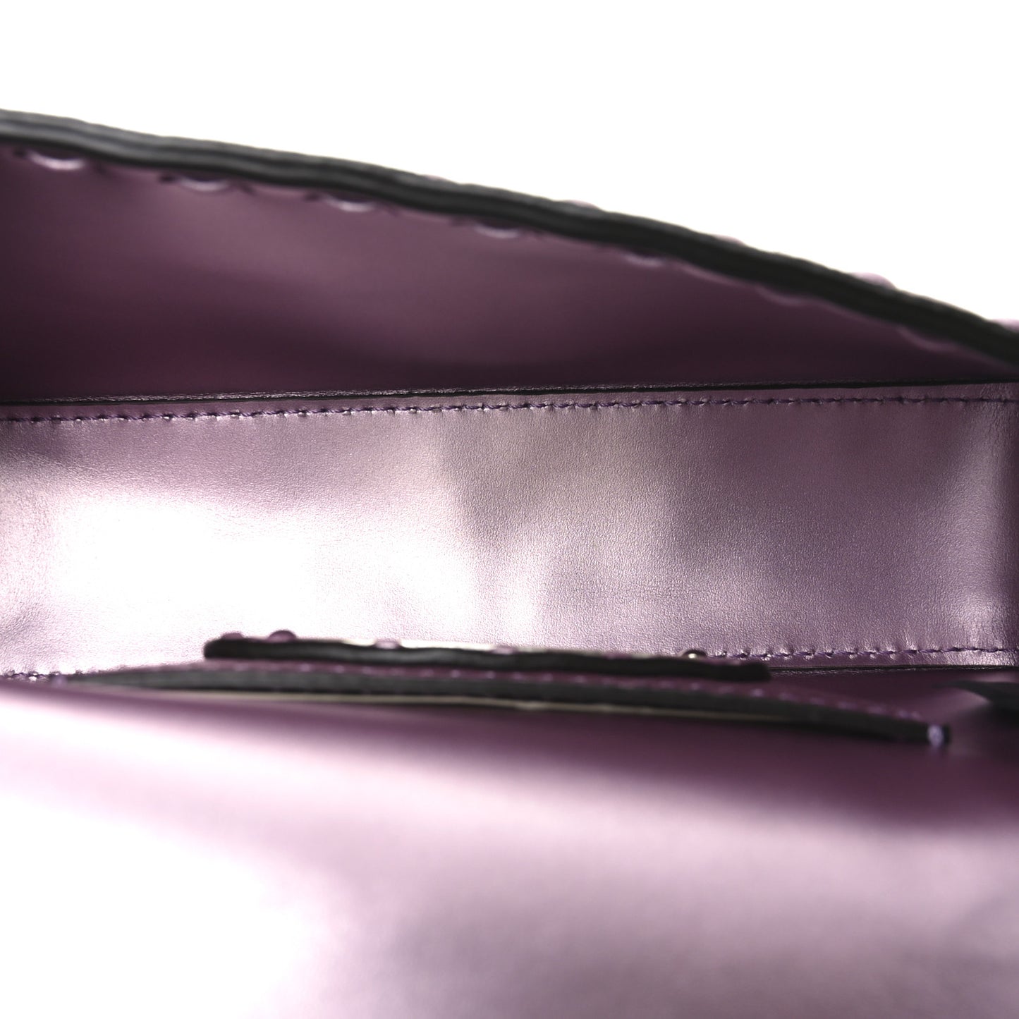 Metallic Cuoio Roma Sellerissima Nappa Sintetica Tape Stitch Mini Baguette Rosa Placca Argento