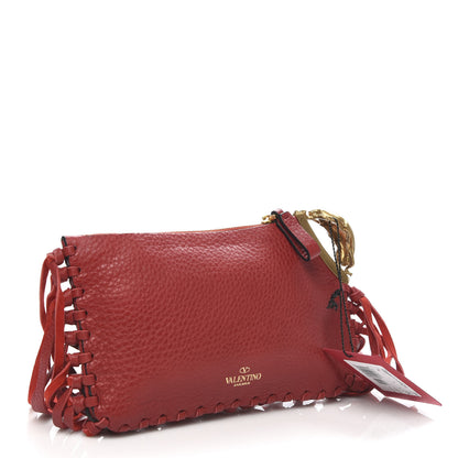 Valentino Garavani Grained Calfskin C-Rockee Sagittarius Fringe Clutch Scarlet 3 of 8