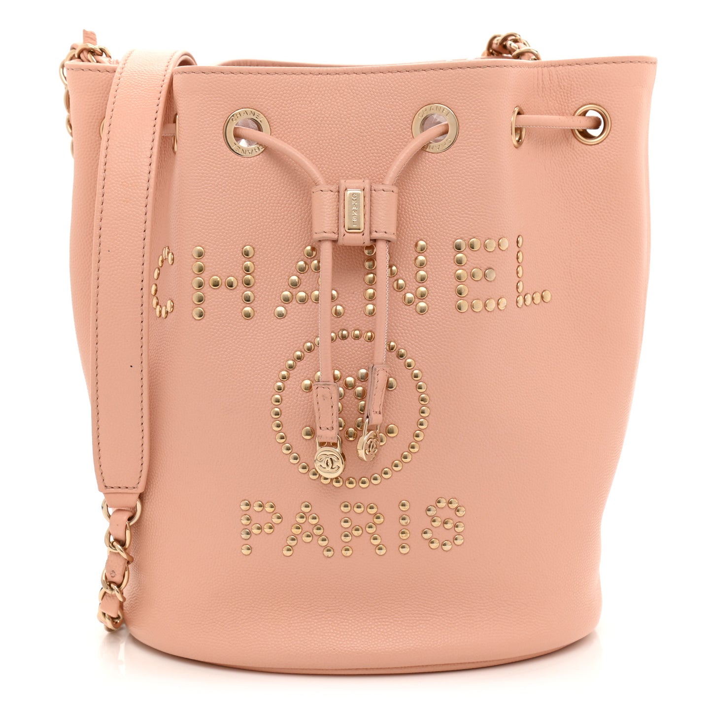 Caviar Deauville Drawstring Bucket Bag Light Pink