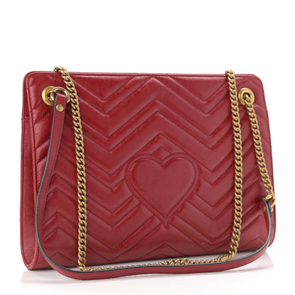 Gucci Azalea Calfskin Matelasse Heart Medium GG Marmont Slim Shoulder Bag Romantic Cerise 3 of 10