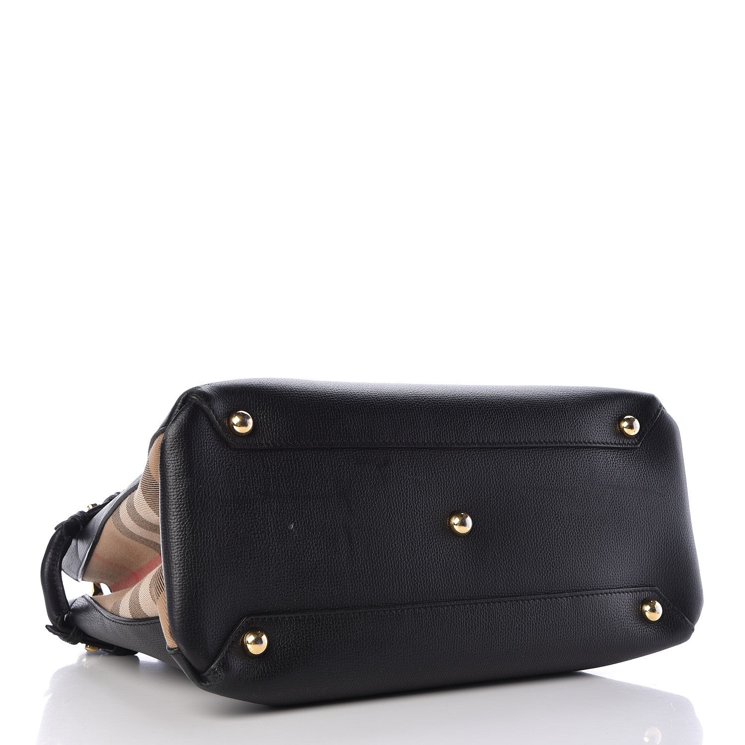 Burberry Grainy Calfskin House Check Medium Banner Tote Black 5 of 13