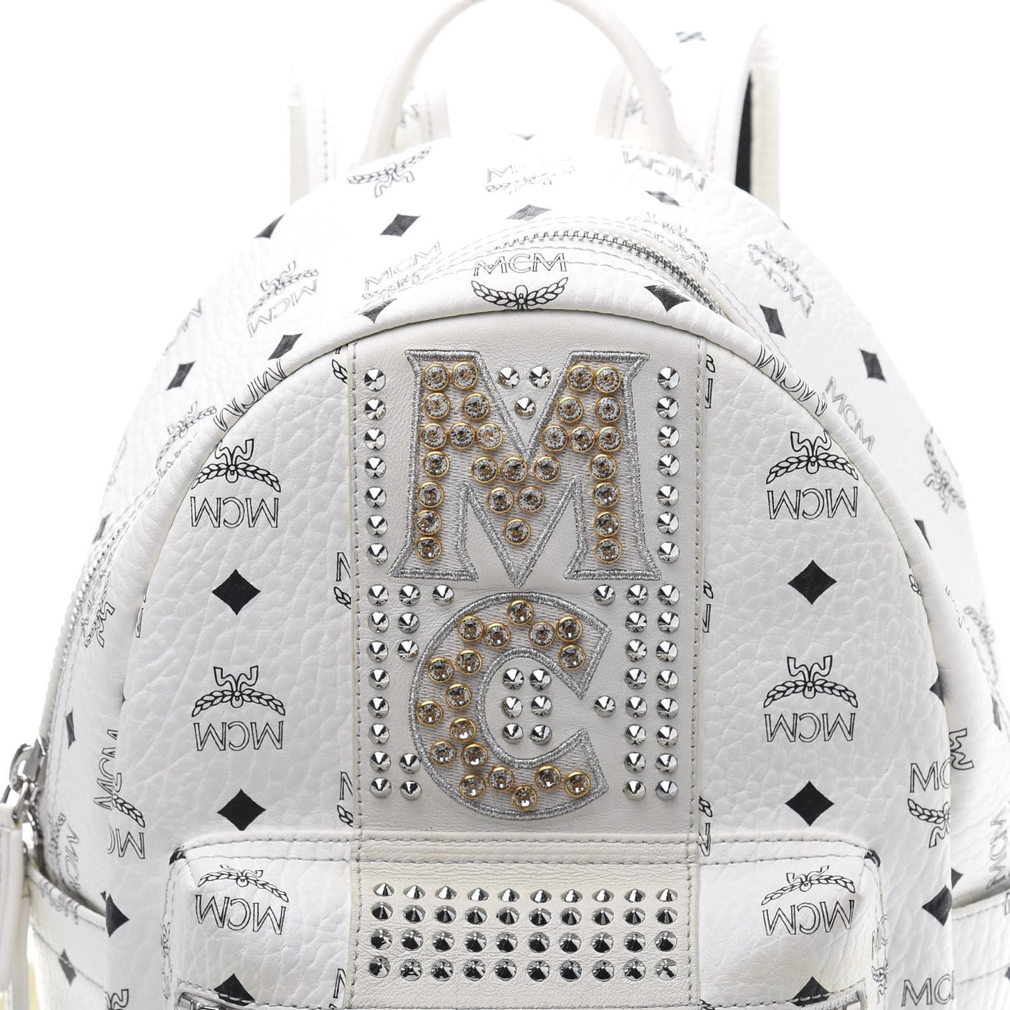 Visetos Studded Stark Stripe Backpack White