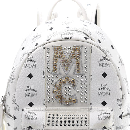 MCM Visetos Studded Stark Stripe Backpack White 8 of 9