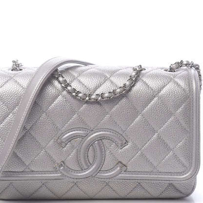 Chanel Metallic Caviar Quilted Small CC Filigree Flap Silver 13 of 13