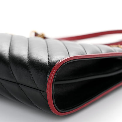 Gucci Azalea Calfskin Matelasse Diagonal Medium Torchon GG Marmont Slim Shoulder Bag Black Red 9 of 11