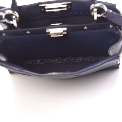 Fendi Cuoio Romano Selleria Medium Peekaboo Iconic Satchel Blue Notte 6 of 10