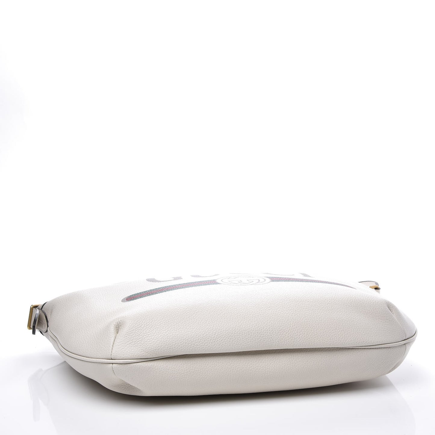 Grained Calfskin Logo Half Moon Hobo White