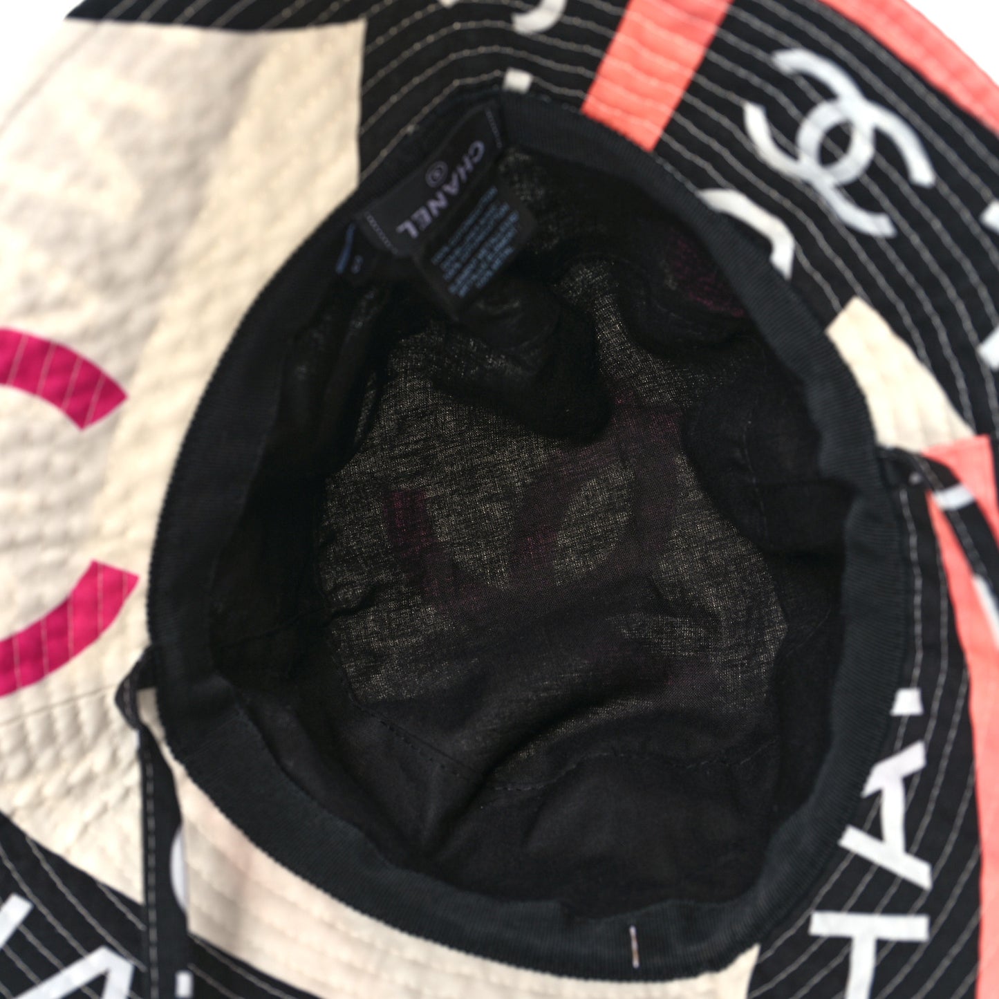 Cotton Logo Cloche Hat size S Ecru Black Pink