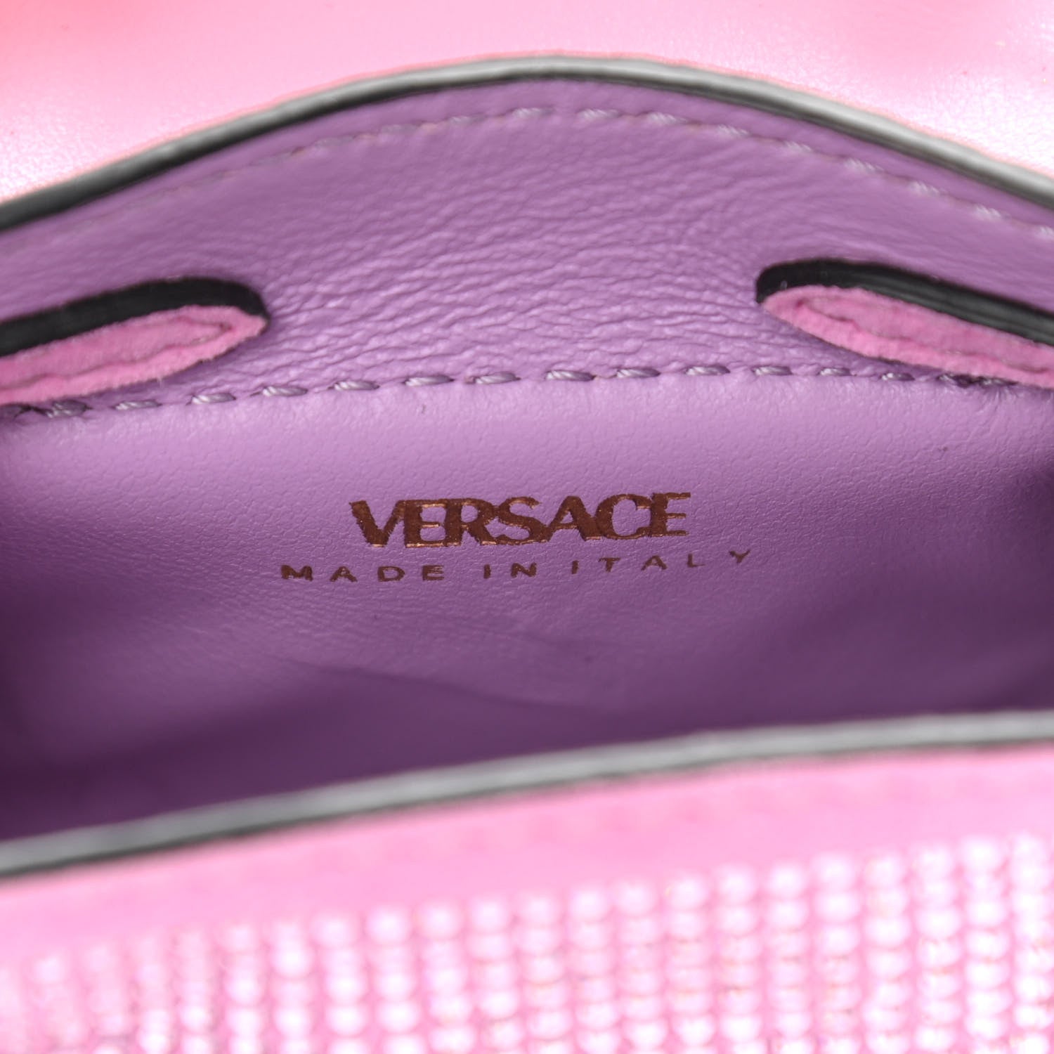 Versace Suede Crystal Studded Micro La Medusa Bag Light Pink 5 of 8