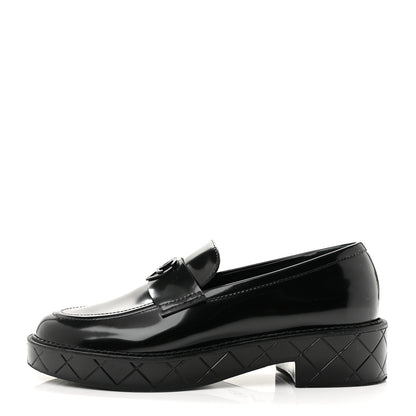 Chanel Shiny Calfskin Quilted CC Mocassin Loafers 39 Black 1 of 11