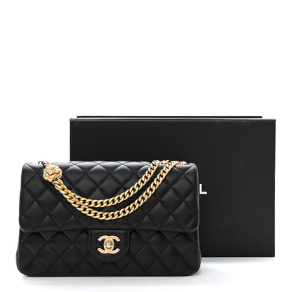 Chanel Lambskin Quilted Small Sweet Camellia Flap Black 11 of 11