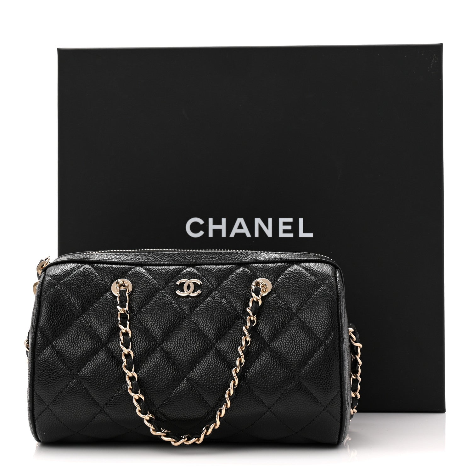 Chanel Caviar Quilted Barrel Clutch With Chain  Black 11 of 11