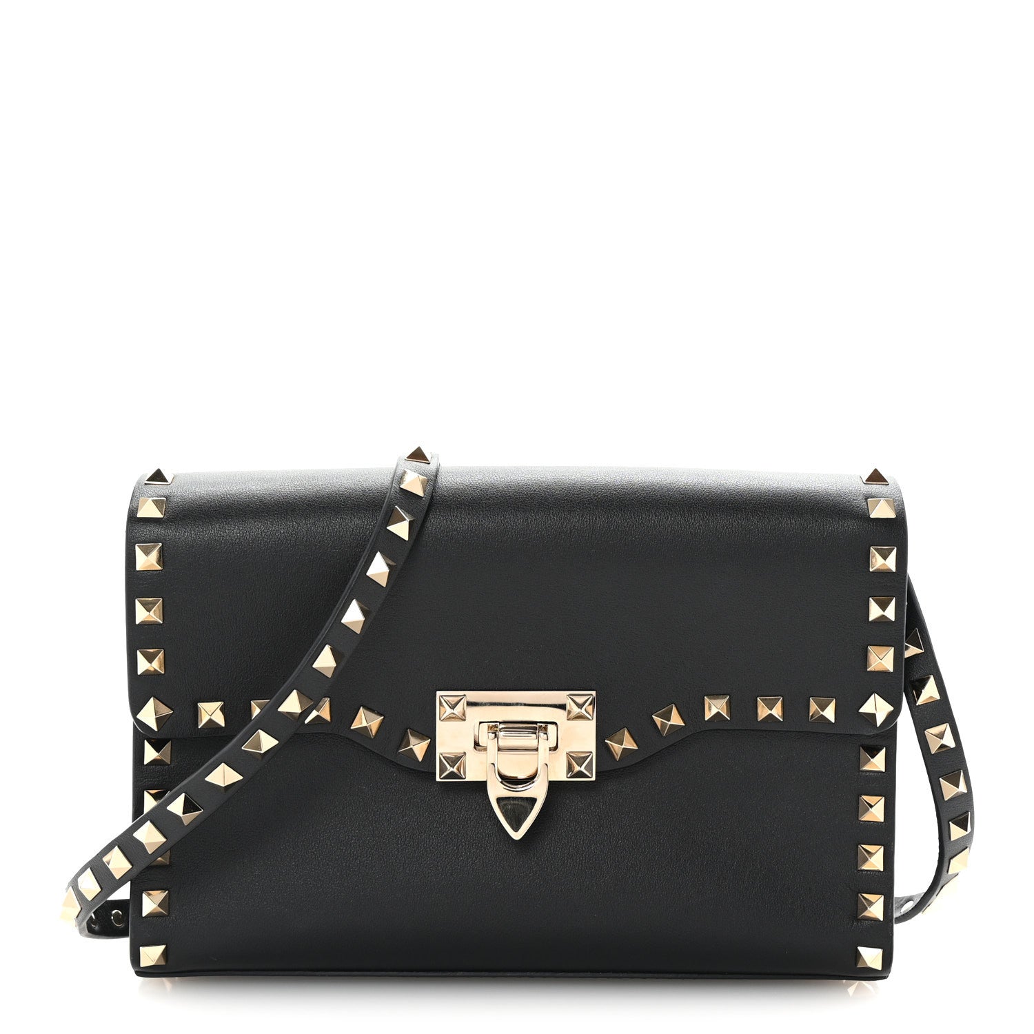 Valentino Garavani Vitello Medium Rockstud Flip Lock Crossbody Bag Black 1 of 9