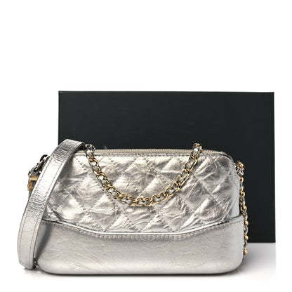 Chanel Metallic Lambskin Calfskin Quilted Small Gabrielle Clutch With Chain Silver 15 of 15