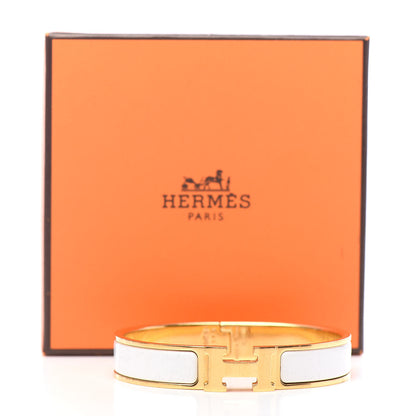Hermes Enamel Narrow Clic Clac H Bracelet GM White 5 of 5