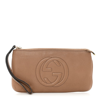 Gucci Pebbled Calfskin Soho Wristlet Camelia 1 of 13