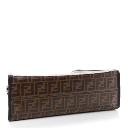 Fendi Glazed Fabric Vitello Century FF 1974 Stamp Patch Medium Peekaboo Defender Cover Mogano Panna Black 4 of 9