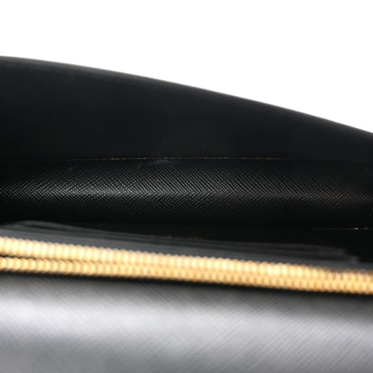 Prada Saffiano Shine Monochrome Mini Flap Crossbody Wristlet Bag Black 5 of 9