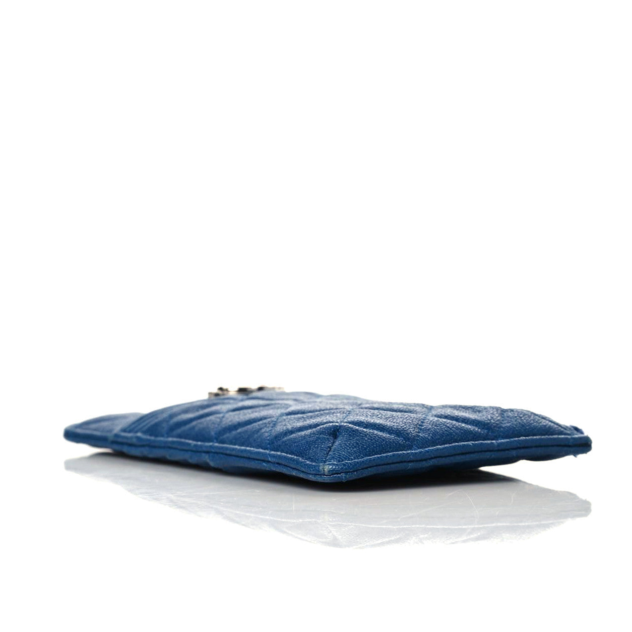 Caviar Quilted Boy Flat Wallet Pouch Blue